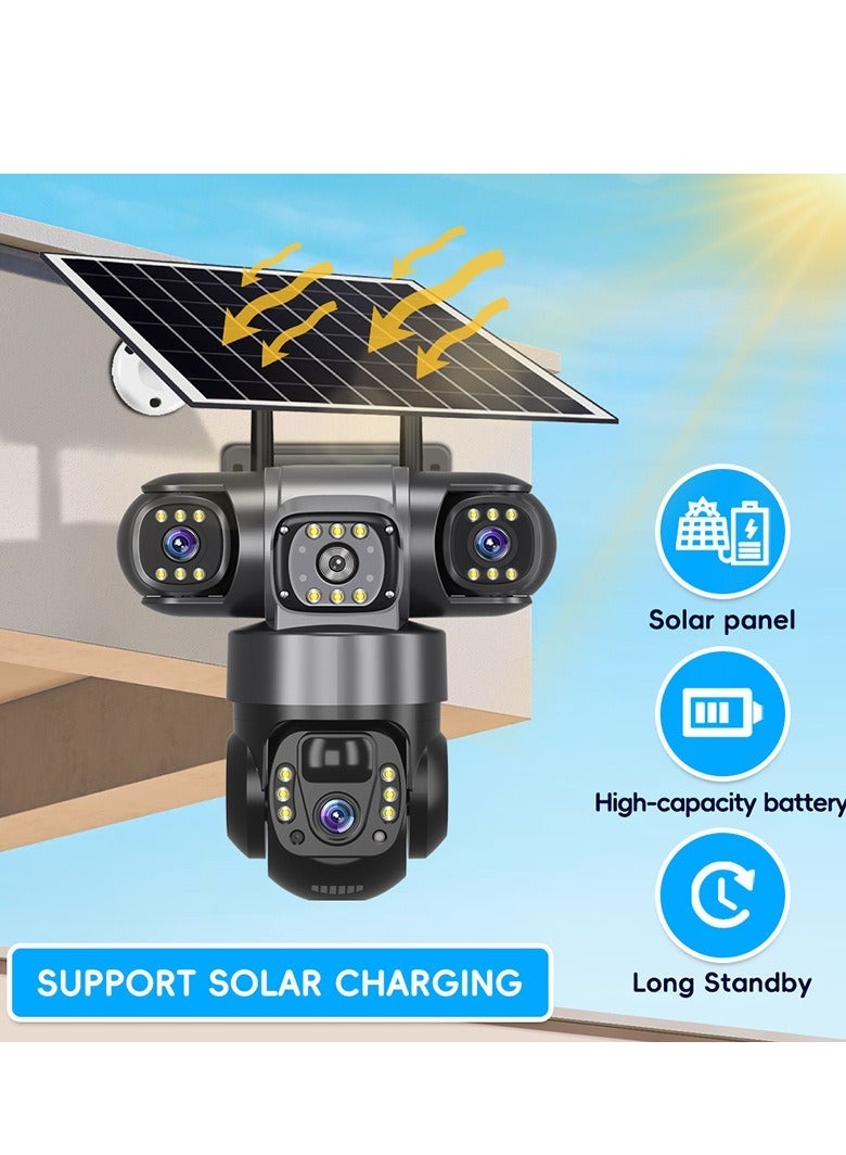 ريد ليف كاميرا مراقبة شمسية بثلاث عدسات، كاميرا خارجية PTZ بزاوية 360 درجة، لاسلكية 4G/WiFi، رؤية ليلية كاملة الألوان، كشف الأشخاص، صوت ثنائي الاتجاه، مقاومة للماء IP66. - Image 4